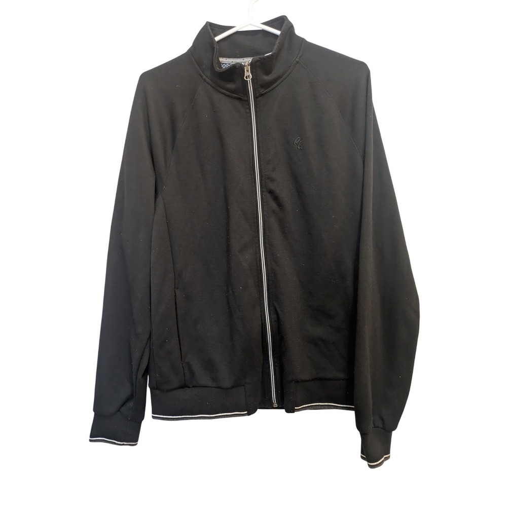 Robert Graham Men's Medium Full‎ Zip Jacket Navy Blue Knit Track Top